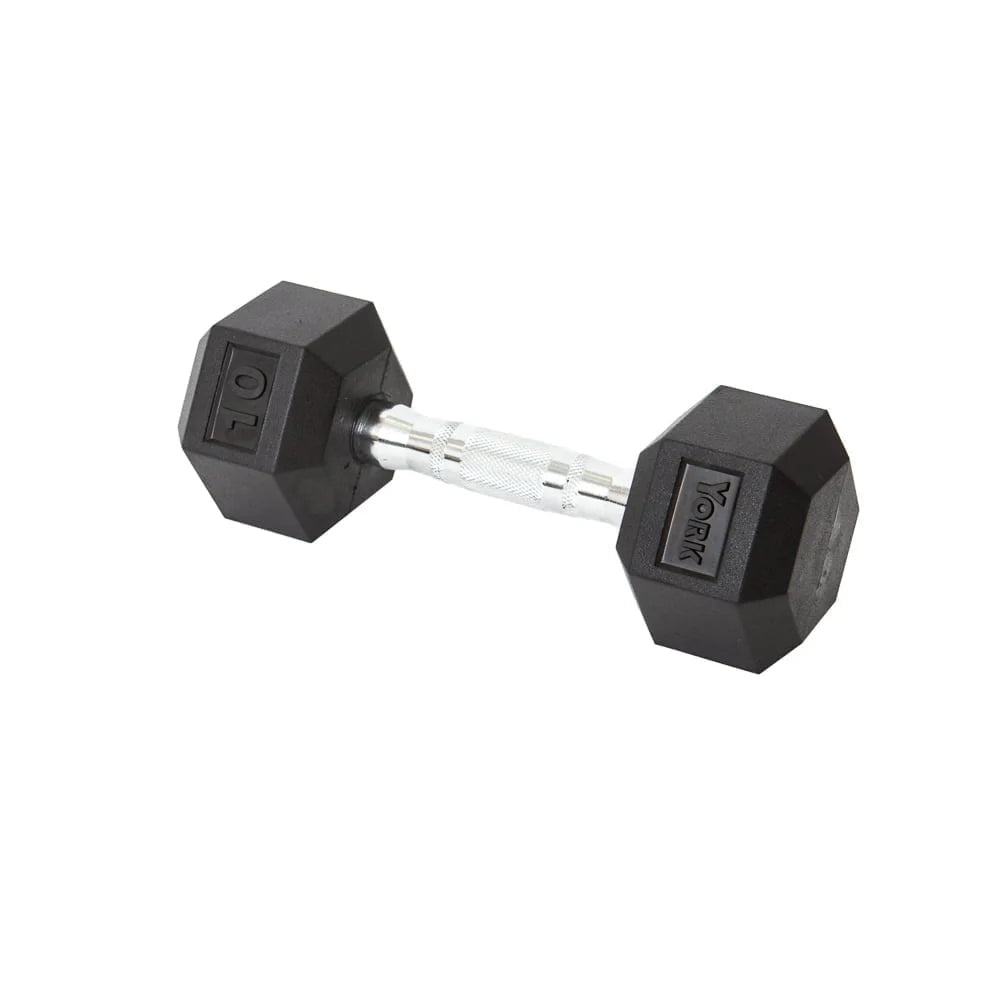 York PEV Rubber Hexagonal Dumbbells