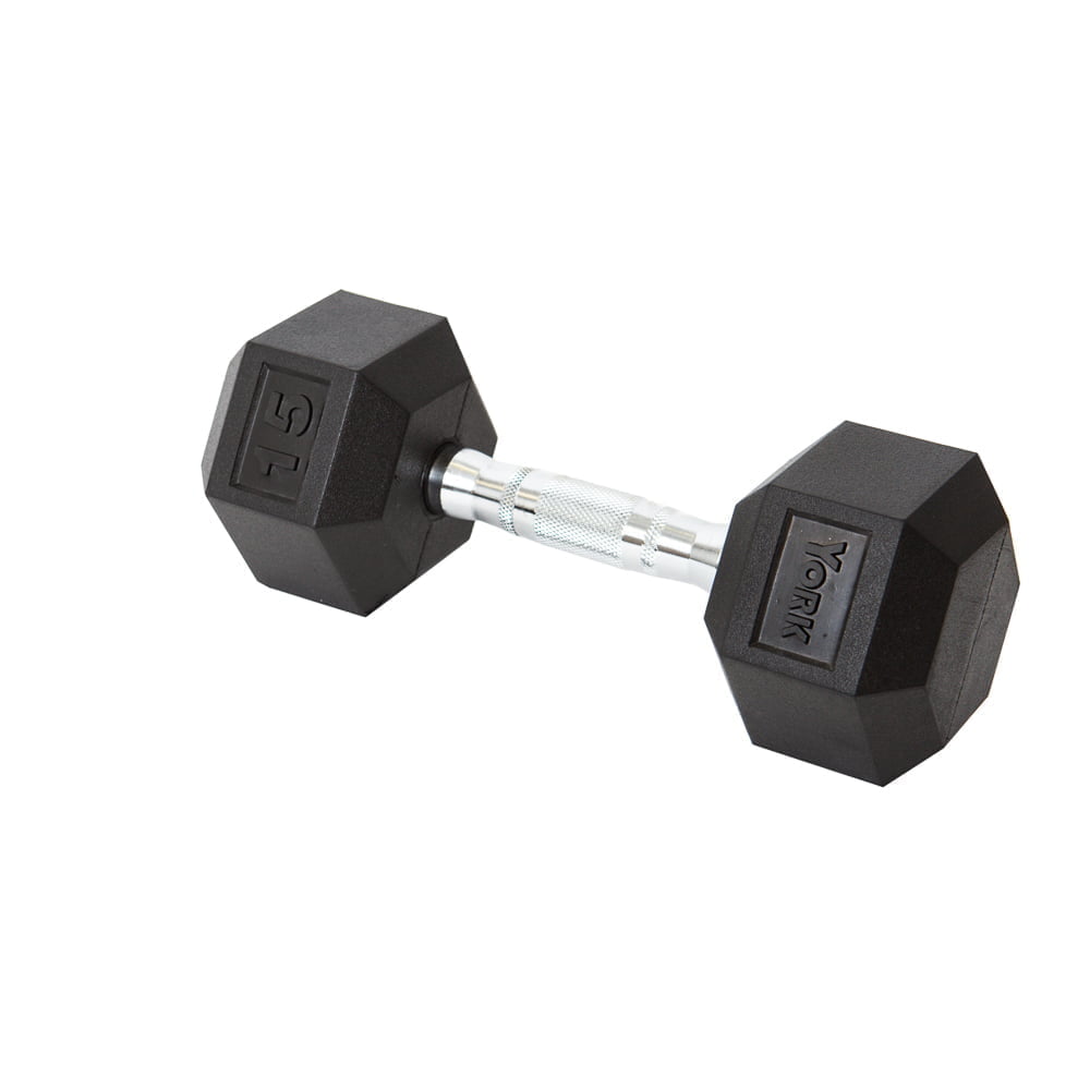 York PEV Rubber Hexagonal Dumbbells