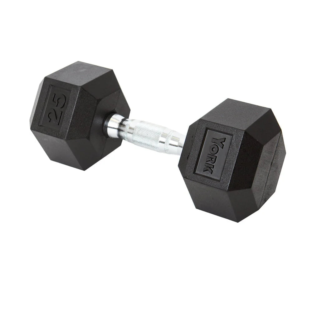 York PEV Rubber Hexagonal Dumbbells