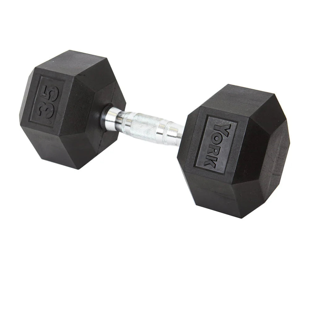York PEV Rubber Hexagonal Dumbbells