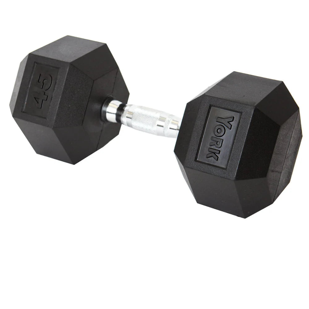 York PEV Rubber Hexagonal Dumbbells