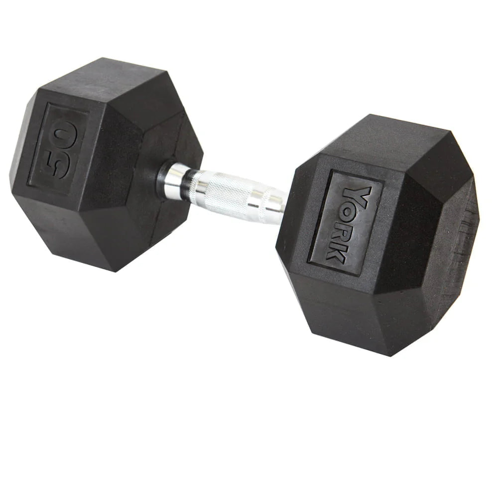 York PEV Rubber Hexagonal Dumbbells